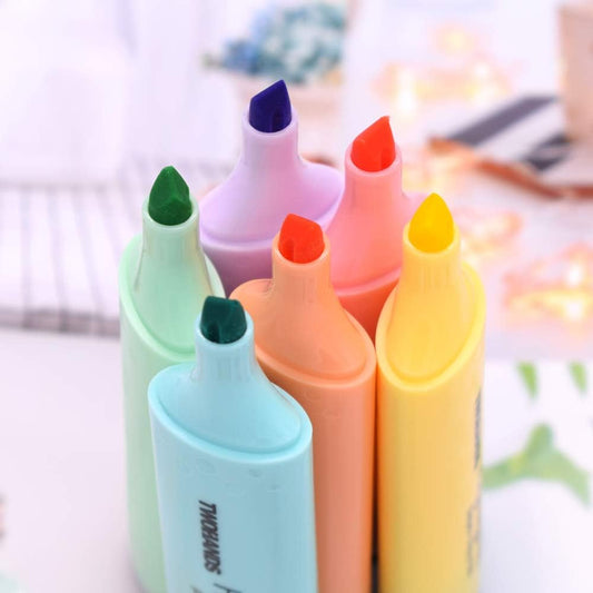 TWOHANDS Highlighter, Chisel Tip Marker Pen,6 Assorted Pastel Colors