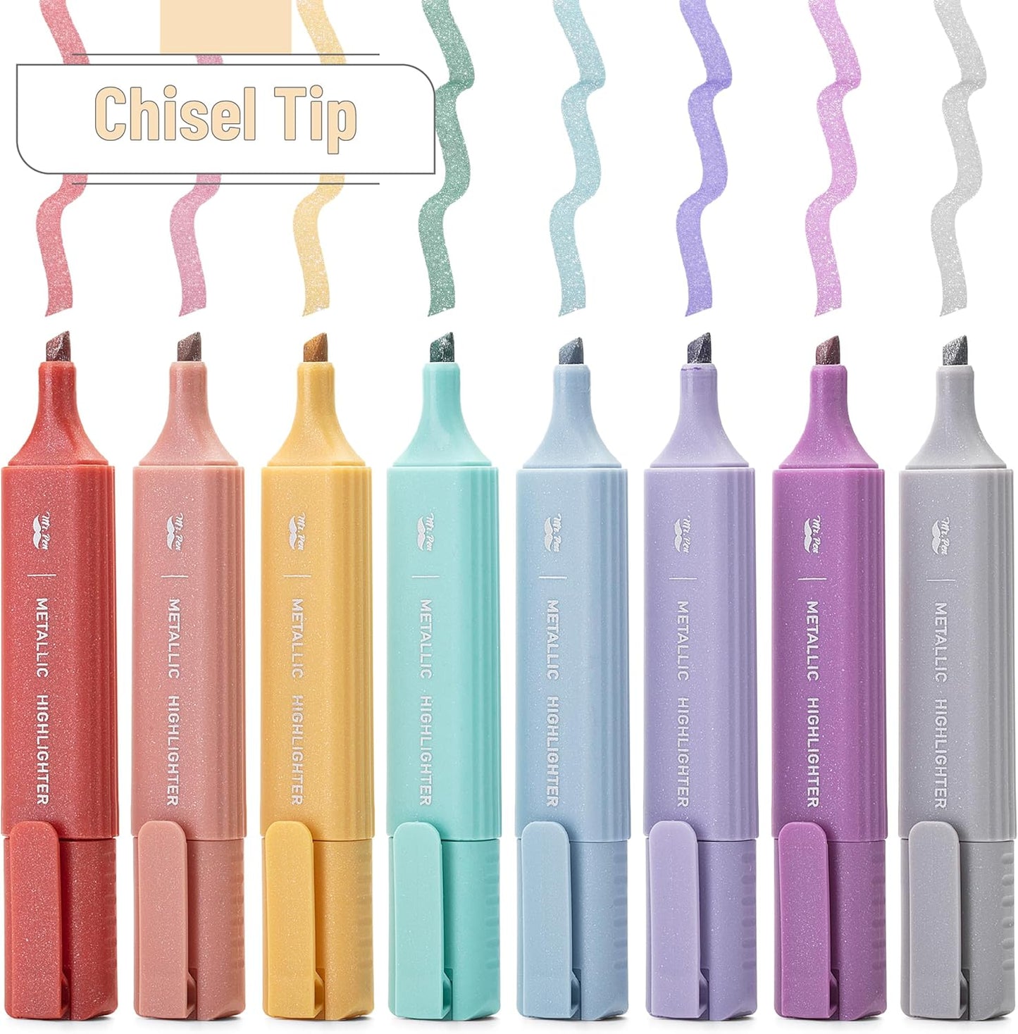 Mr. Pen- Glitter Highlighters, 8Pack, Metallic Colors, Chisel Tip Aesthetic Highlighters, Cute Highlighters for School, Highlighters Aesthetic, School Highlighters, Cute Markers
