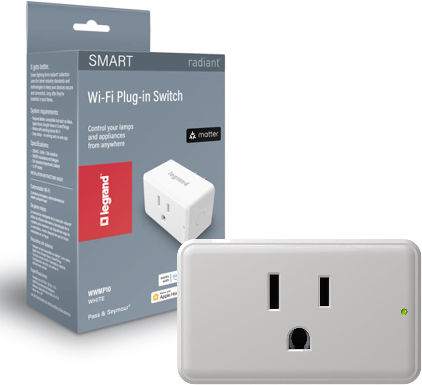 Legrand Radiant® Wi-Fi Matter Smart Plug