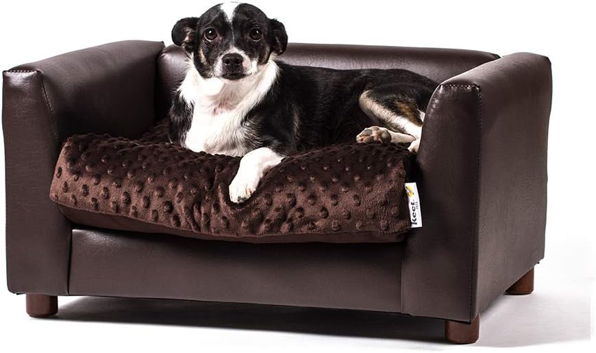 Keet Fluffy Deluxe Pet Bed Sofa Chocolate Small