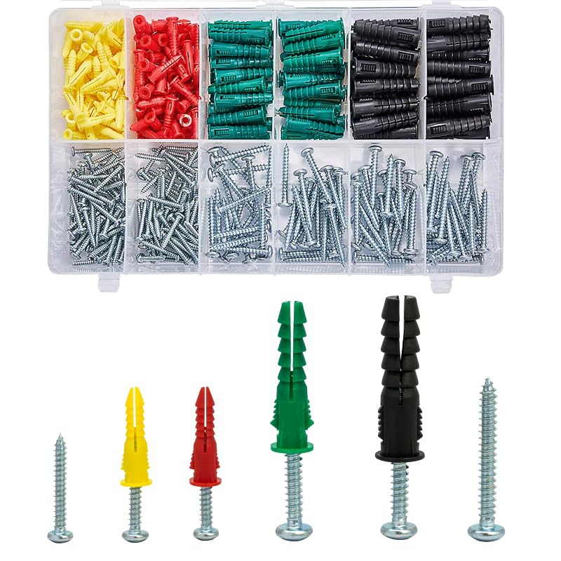 T.K.Excellent Plastic Drywall Anchors and Screws Kit