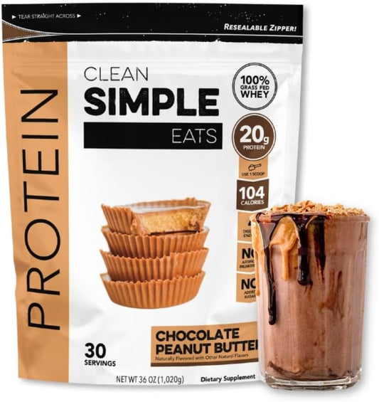 Clean Simple Eats Chocolate Peanut Butter Whey Protein Powder