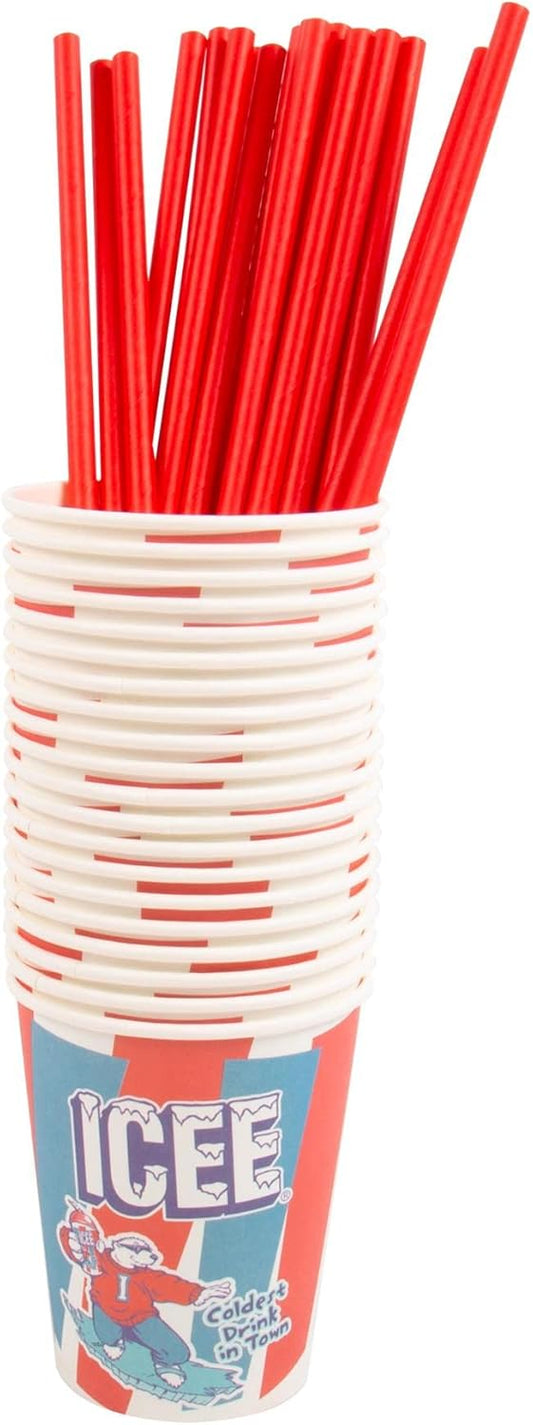 ICEE Paper Cups & Straws Pack of 20 ICEE