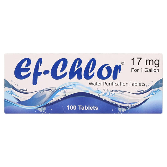 Ef-Chlor Water Purification  (17 mg - 100 Tablets) Tablets Portable Drinking Water Treatment