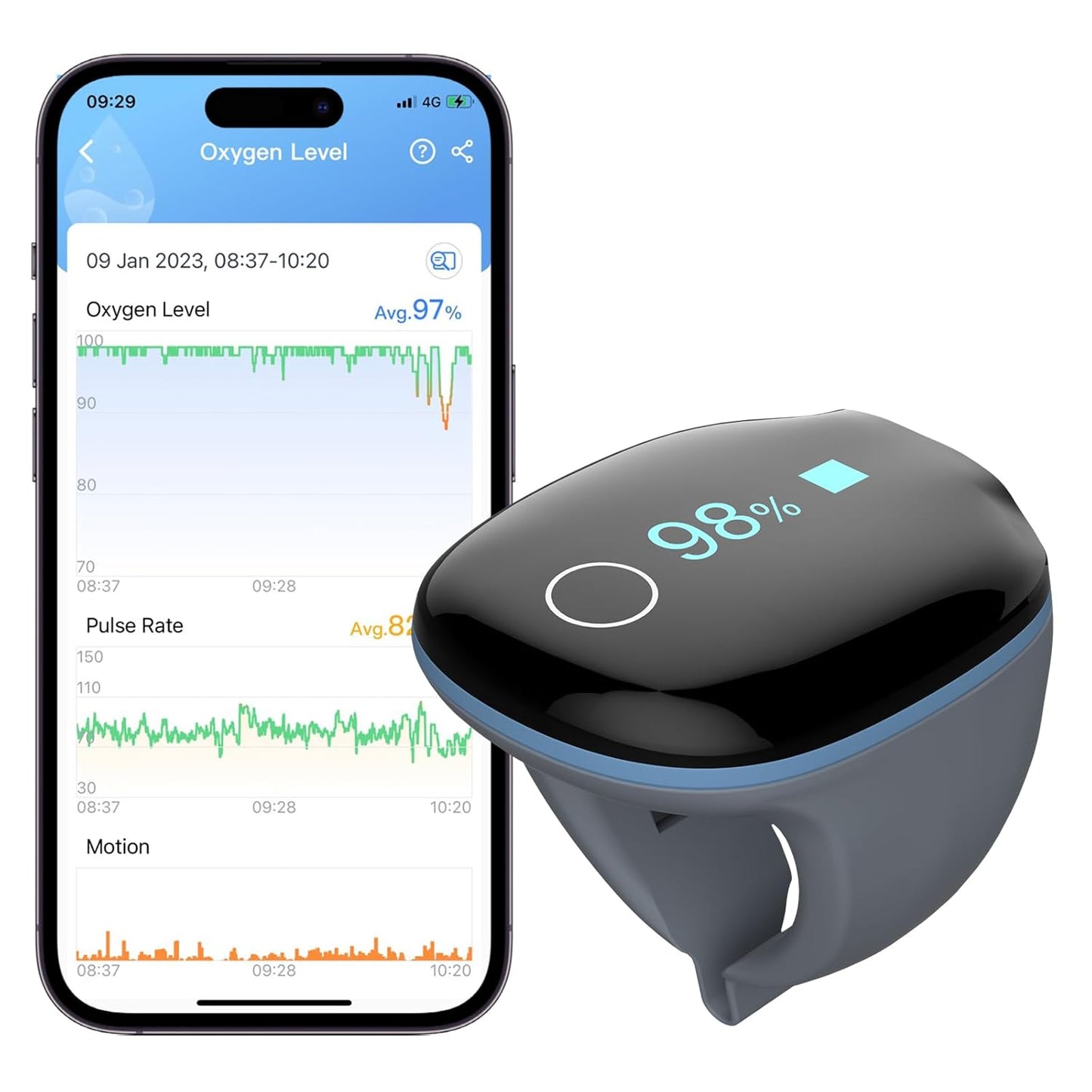 Wellue O2Ring Oxygen Monitor with Vibration Reminder