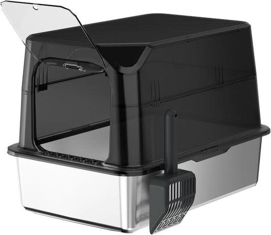 Black Translucent Stainless Steel Cat Litter Box