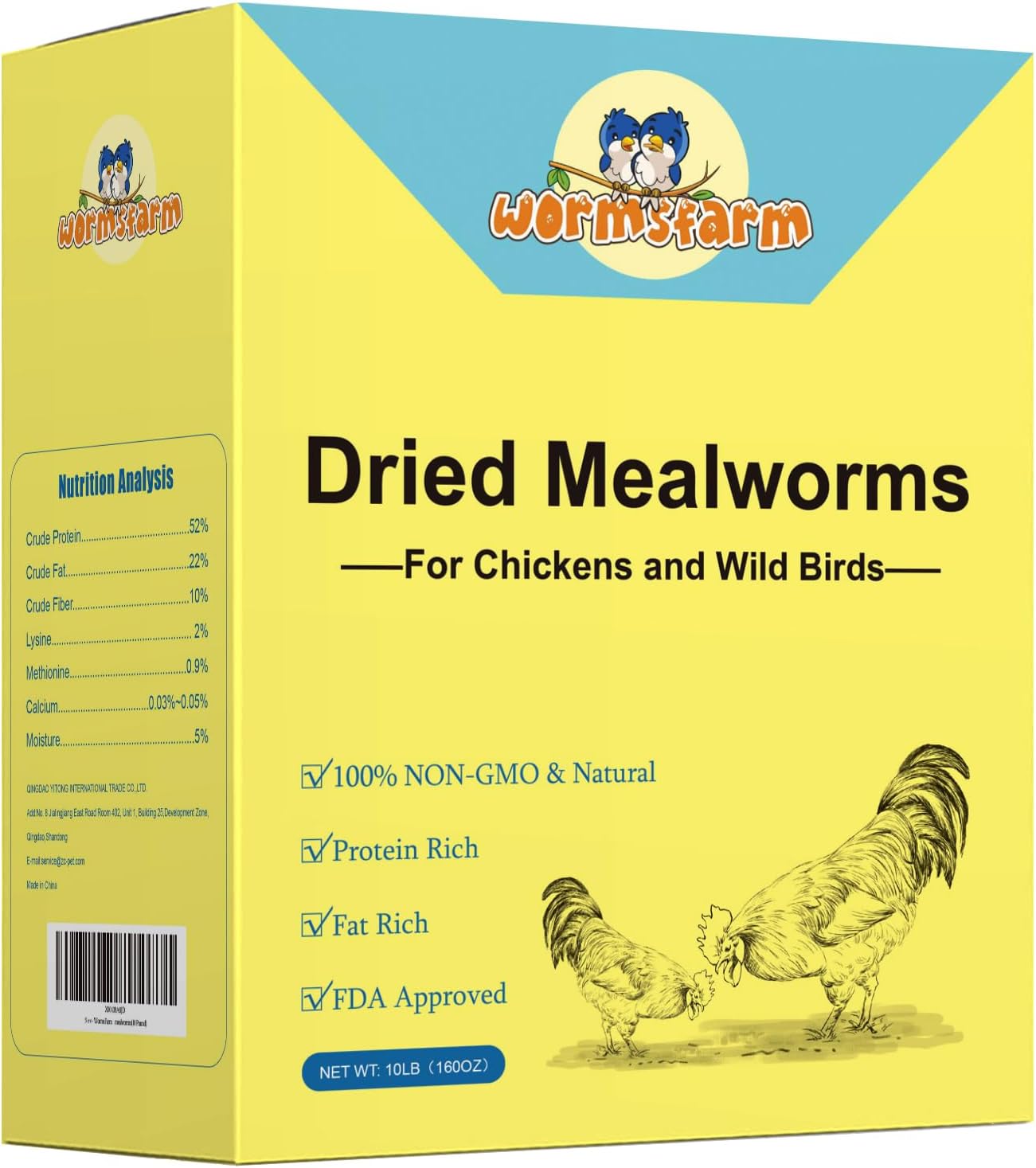 10lb Dried Mealworms for Wild Birds Chickens Feed