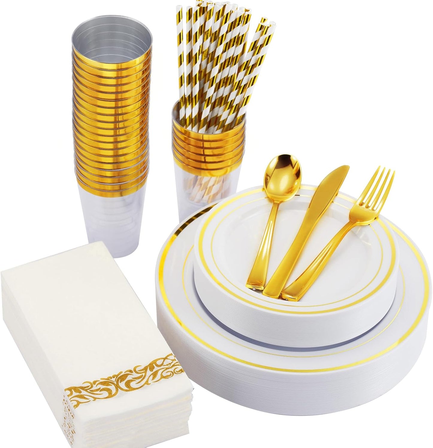 ISFANCO 200 PCS Gold Dinnerware Set for 25