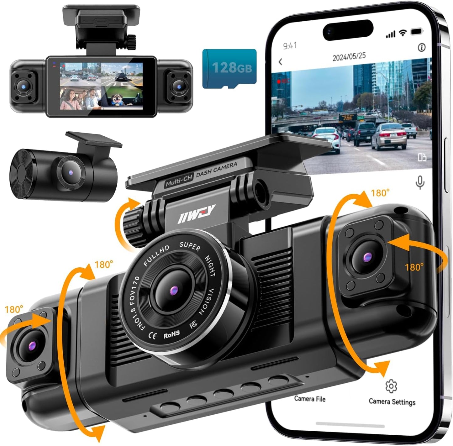 IIWEY N5 4 Channel Dash Cam 360° View