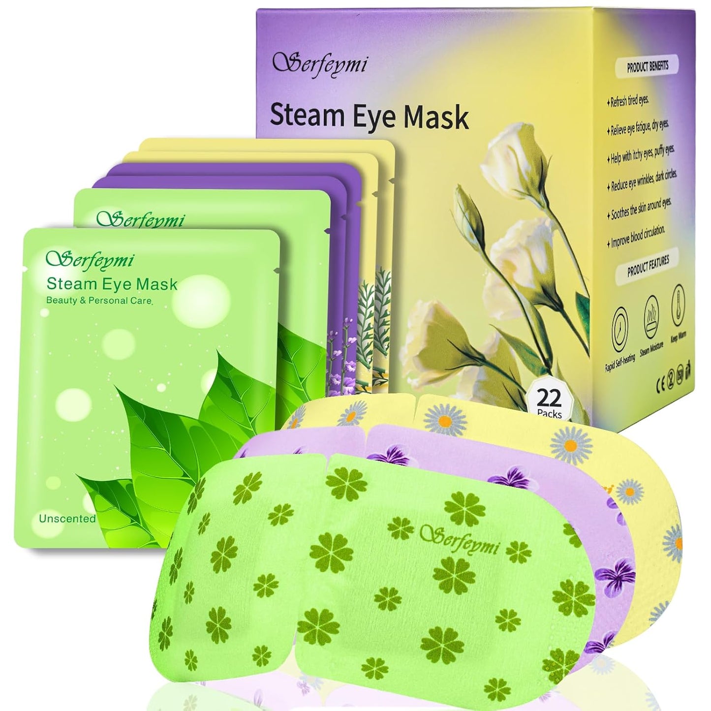 Serfeymi 22 Packs Steam Eye Mask Warming