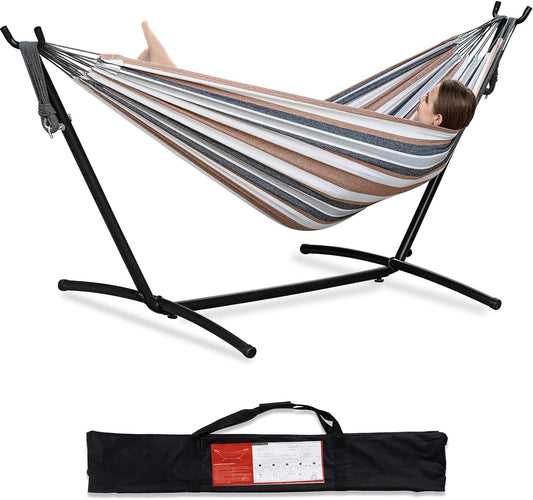 PNAEUT Double Hammock with Space Saving Steel Stand