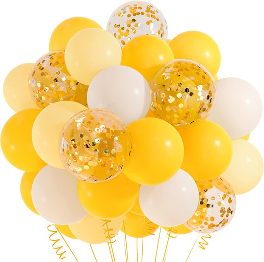 TUPARKA 12 inches Yellow White Gold Confetti Balloons