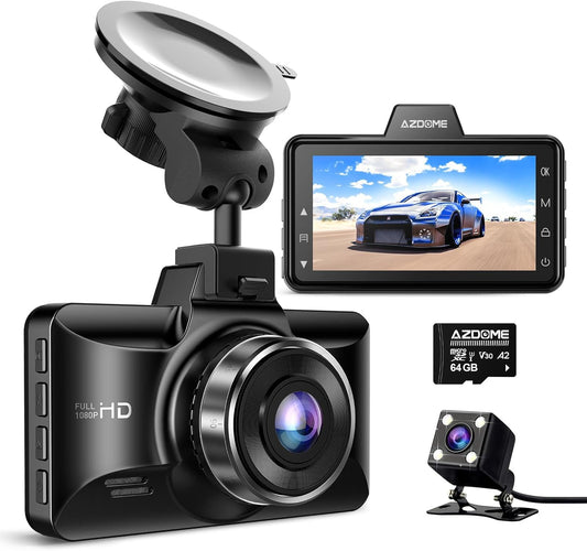 AZDOME Dual Dash Cam Front and Rear