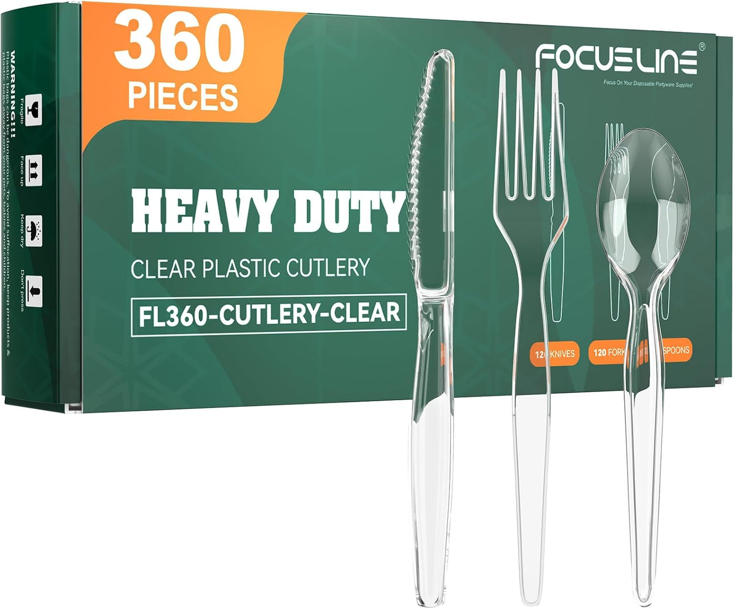 FOCUSLINE 360 Count Clear Plastic Silverware