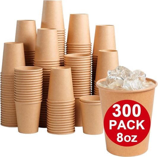 300 Pack 8 oz Kraft Paper Cups