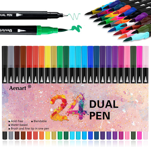 Dual Brush Markers for Adult Coloring Books