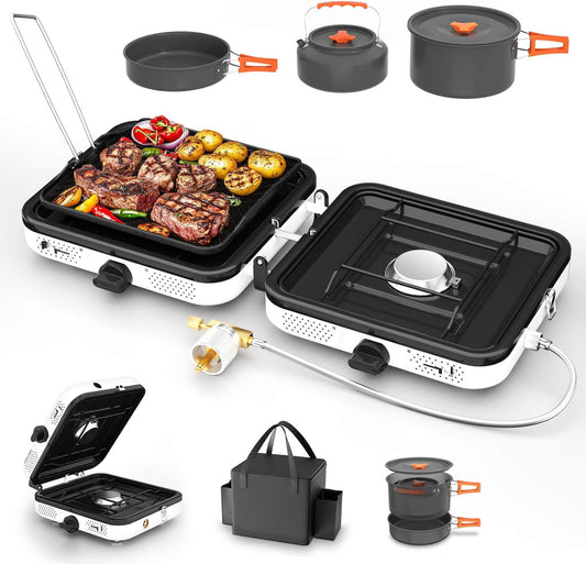 Portable 2 Burner Camping Stove Set