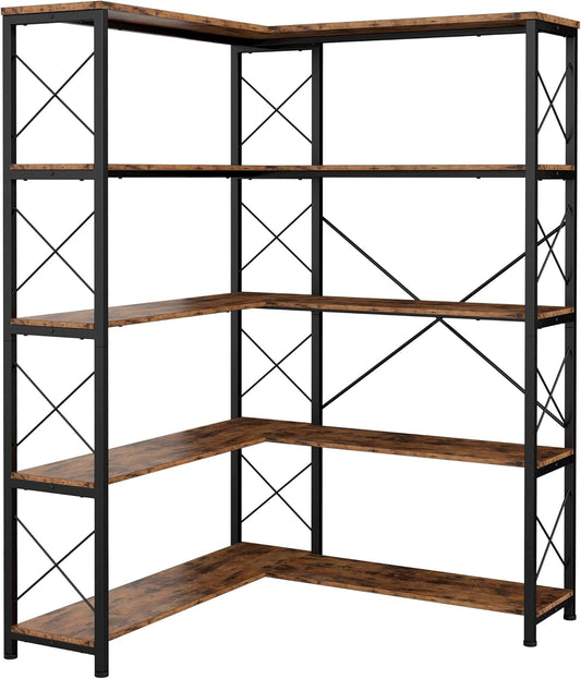 IRONCK 5-Shelf Corner Bookcase