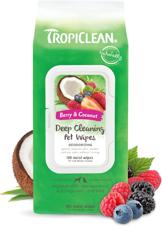 TropiClean Berry & Coconut Dog Wipes