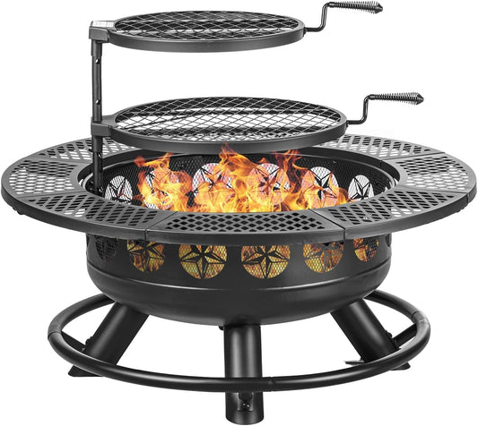 36 Inch Fire Pit with 2 Cooking Grills