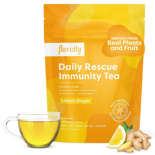 FlavCity Daily Rescue Lemon Ginger Immunity Tea with No Added Sugar