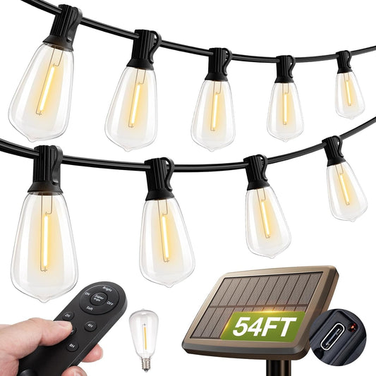 addlon 54(48+6) FT Solar String Lights Waterproof