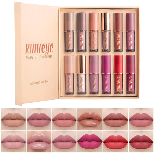 12Pcs Velvet Matte Liquid Lipstick Set