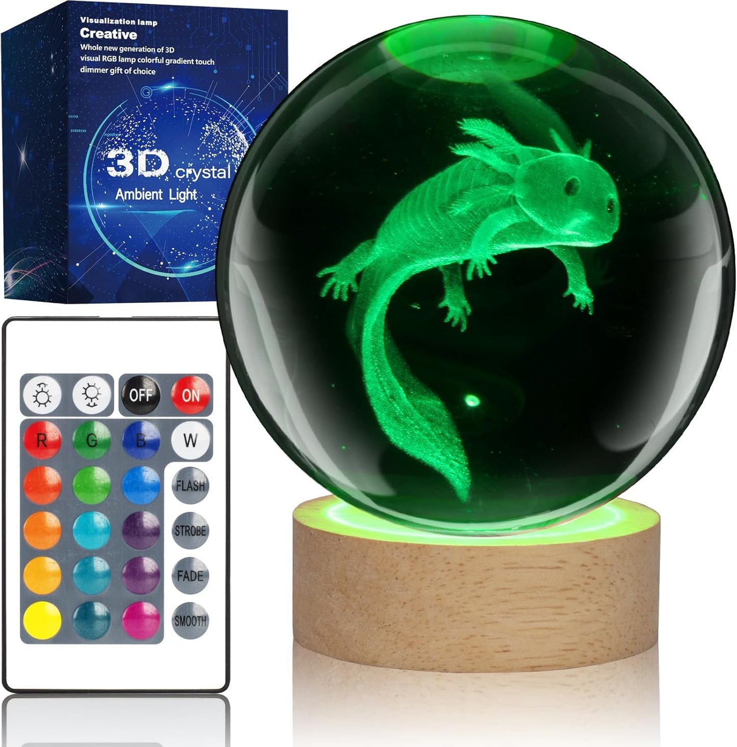 3D Axolotl Crystal Ball Night Light