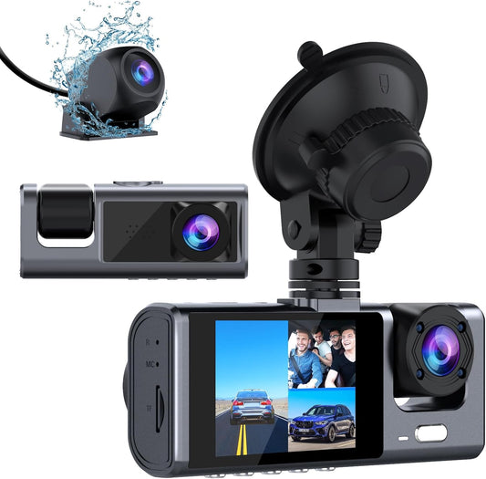 3 Channel Dash Cam Front and Rear Inside