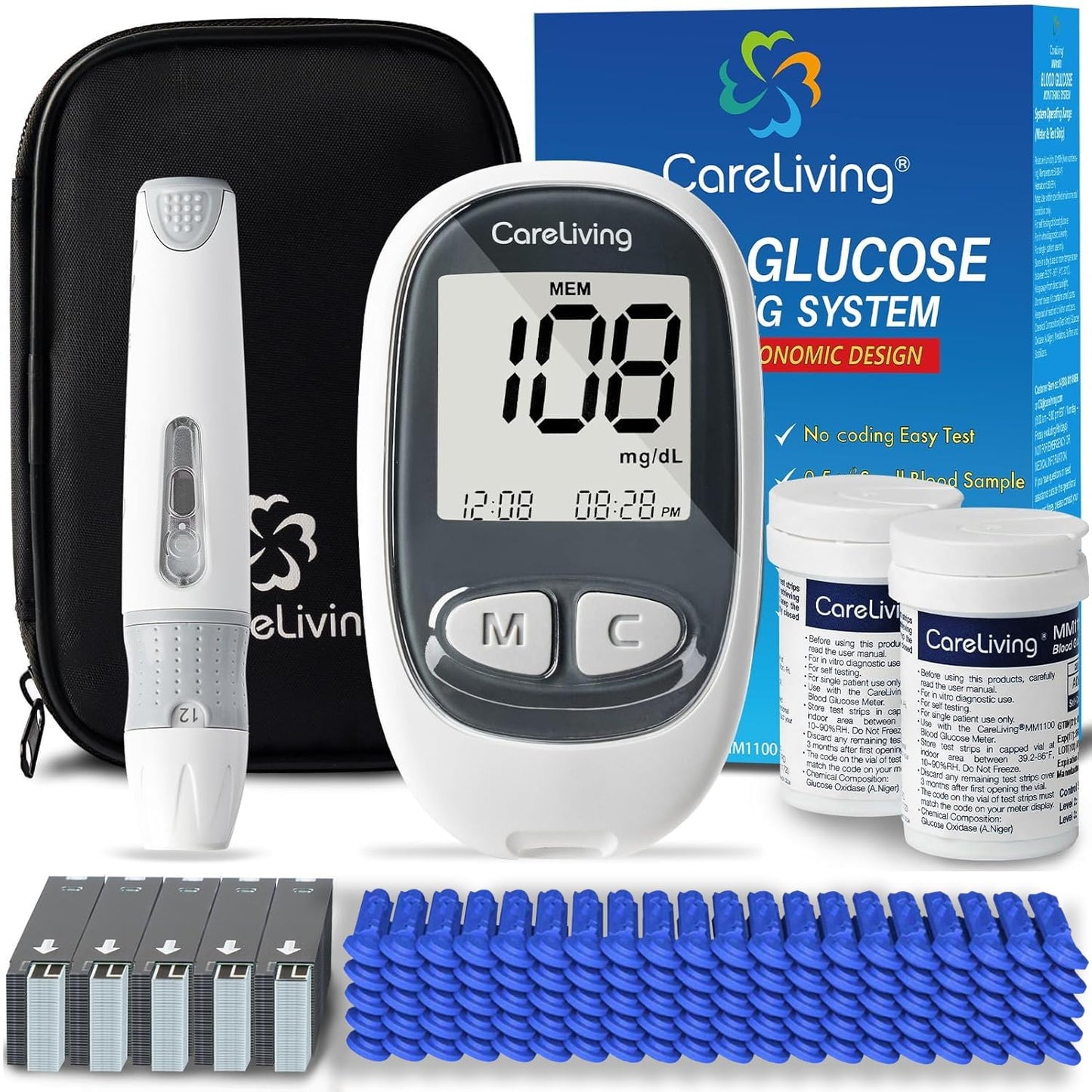 MM1100 Blood Glucose Monitor Kit with 100 Test Strips