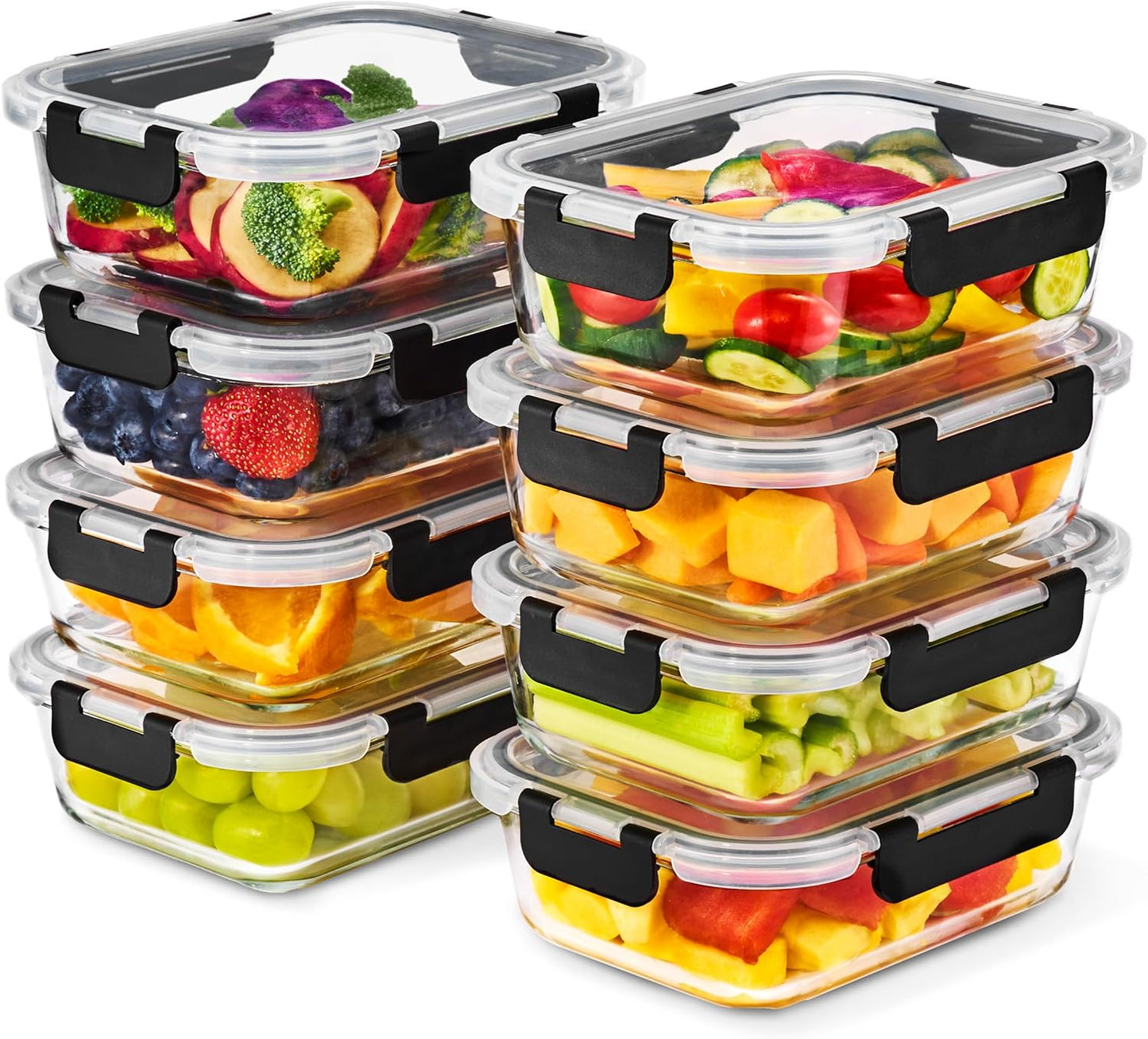 Sorbus 16pc (8 Rectangular 35oz Food Storage Containers and 8 Airtight Lids)