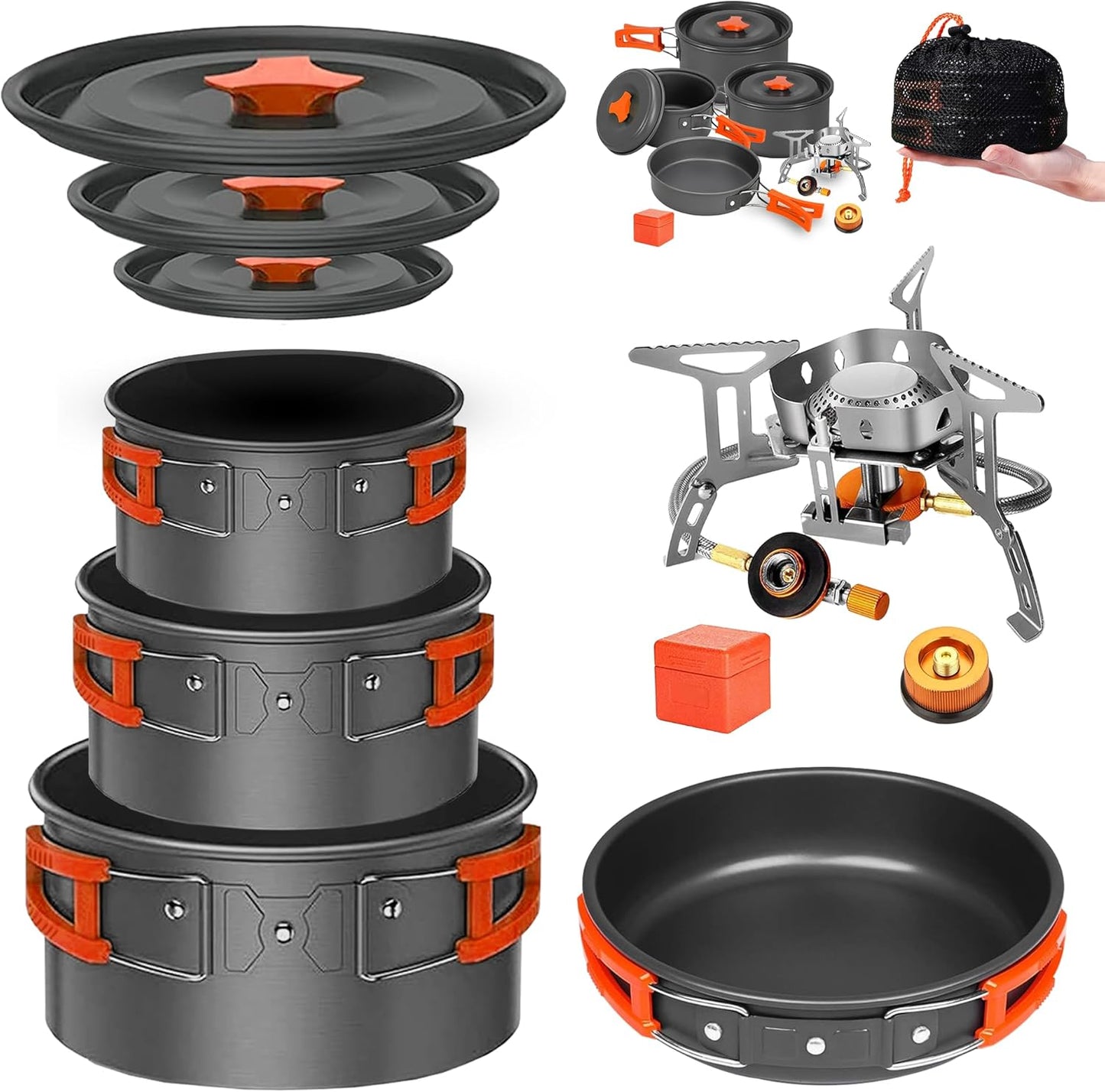 Camping Cookware Mess Kit Set with Stove