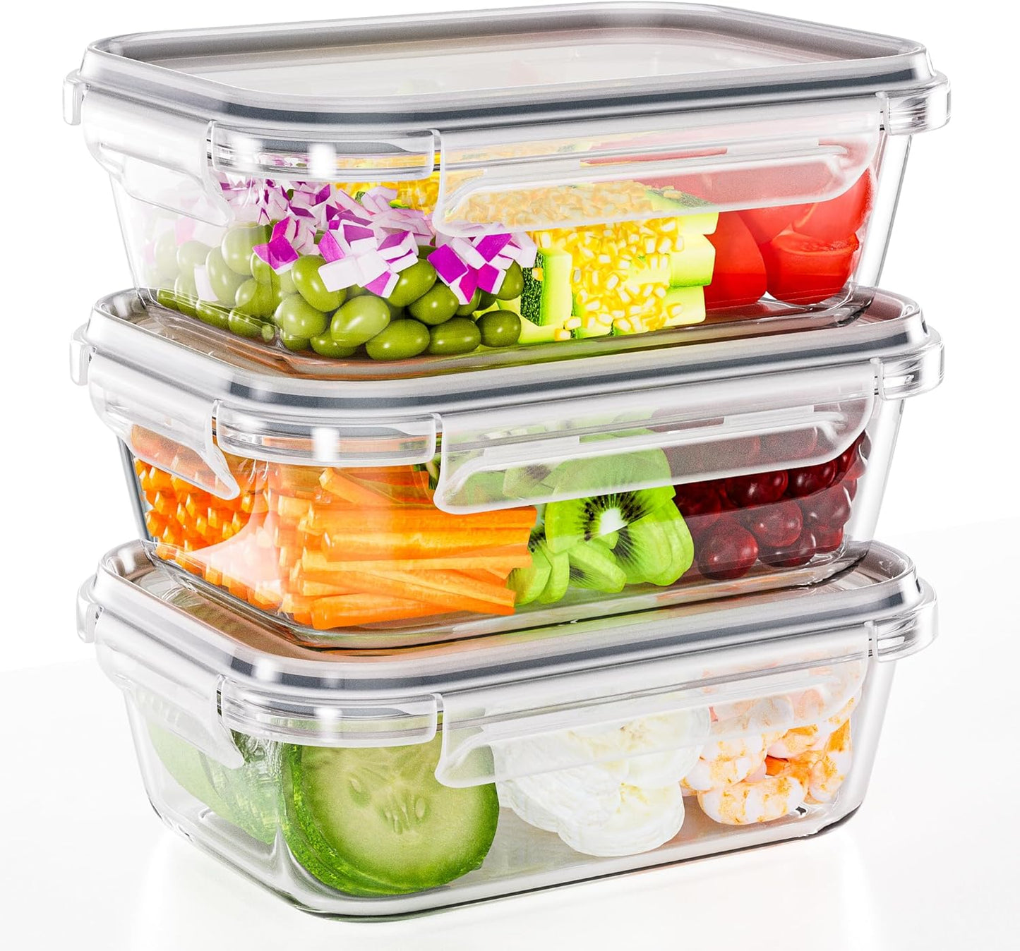 3-Pack 35 oz Borosilicate Glass Food Storage Containers with Lids