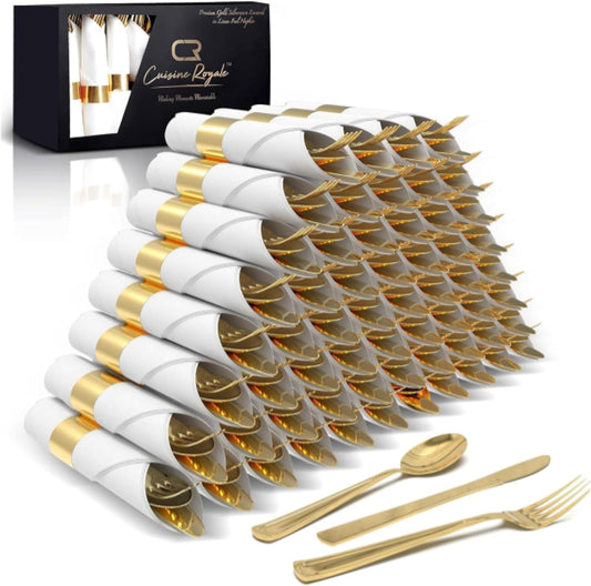 Prestee 50 Pre Rolled Gold Plastic Silverware