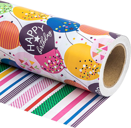 WRAPAHOLIC Reversible Birthday Wrapping Paper