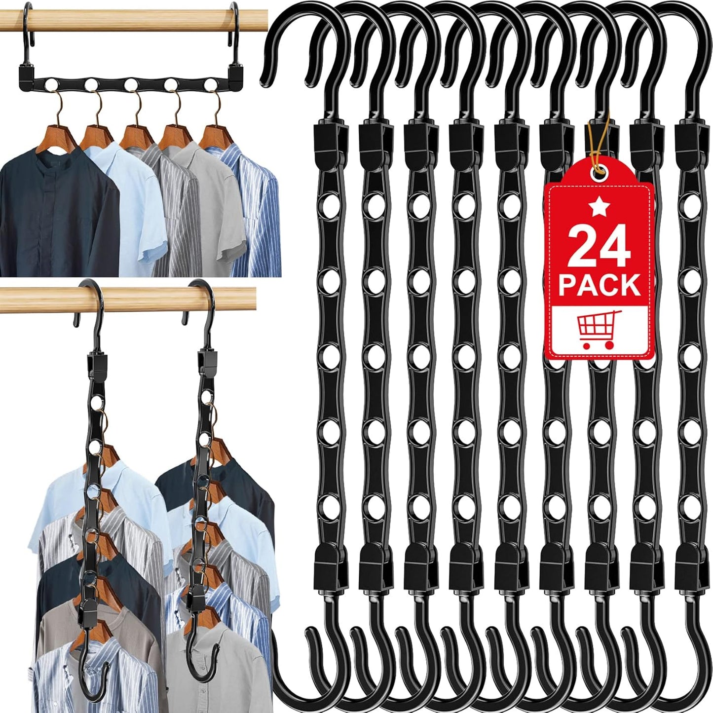 24 Pack Hangers Space Saving Magic Space