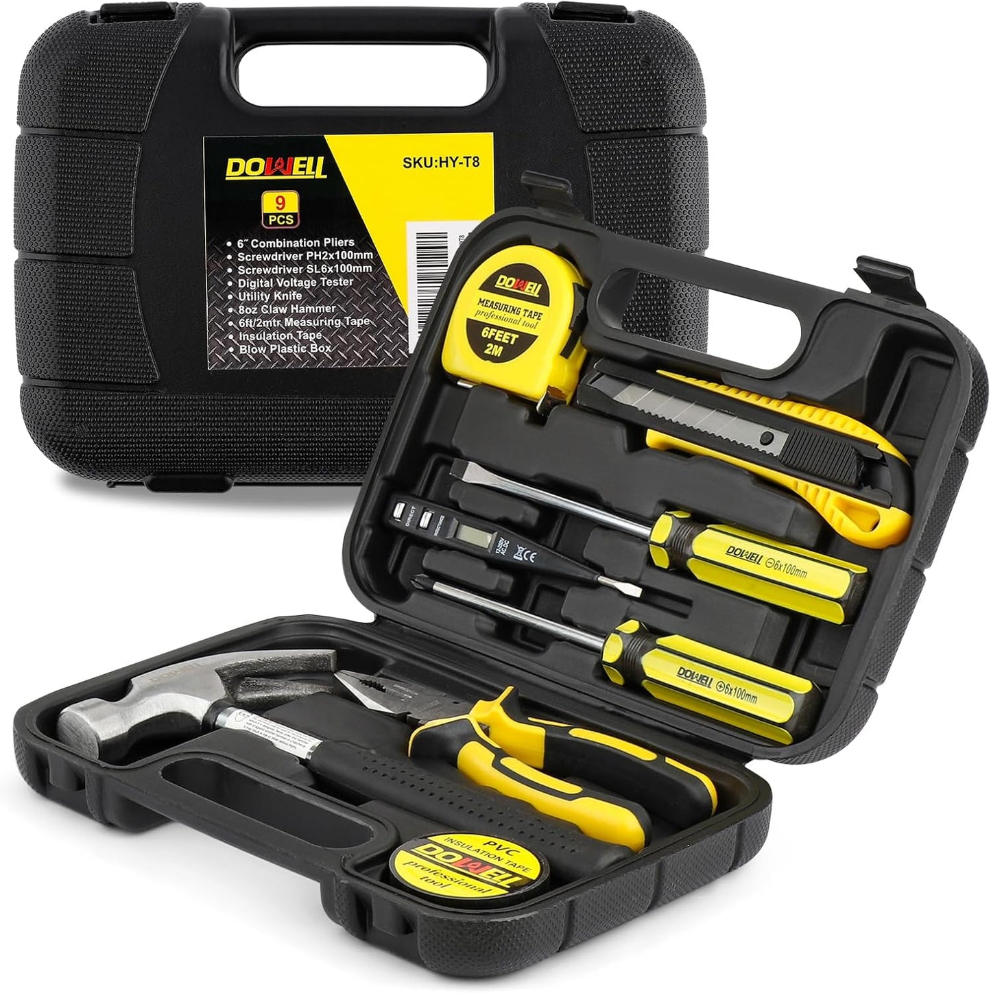 DOWELL Small Homeowner Tool Set 9 Pieces