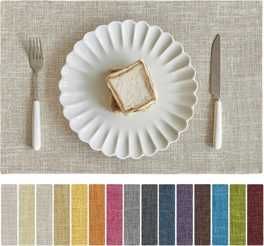 Softalker Faux Linen Placemats Set