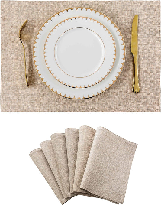 Home Brilliant Burlap Linen Placemats Set